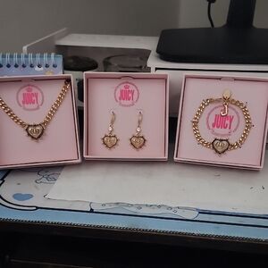 Juicy Couture Gold and Silver Heart Necklace Set